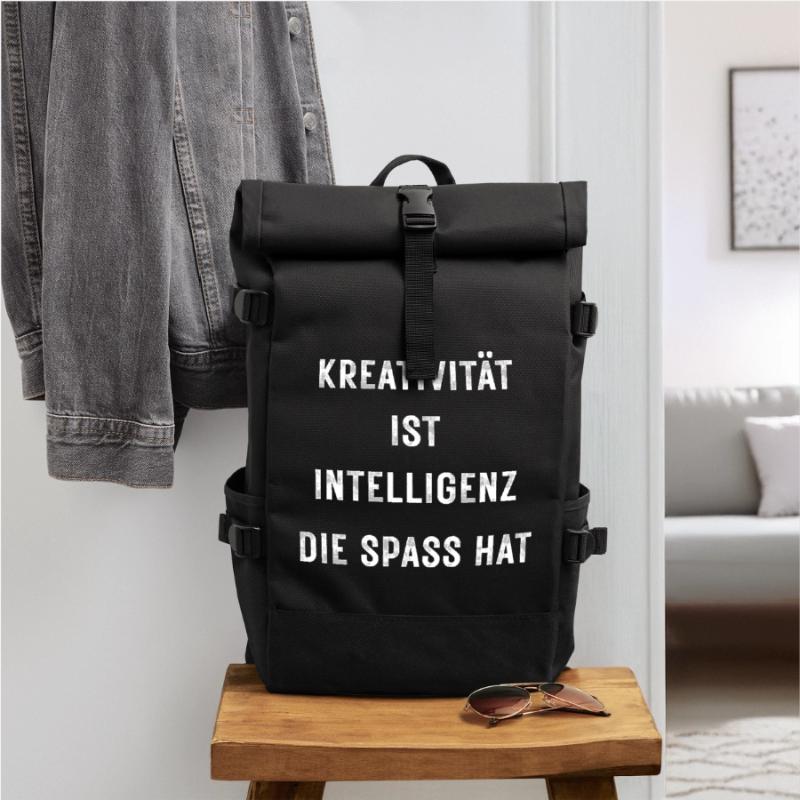 Creativity is intelligence that has fun – Stateme Roll Top Backpack