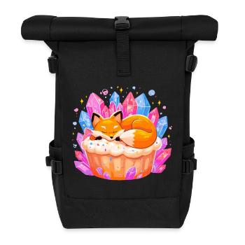 Schlafender Fuchs im Kristallcupcake - Rolltop Rucksack - Schwarz - Vorne