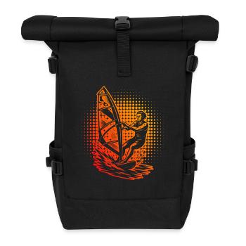 Kompaktes Windsurfing Design für Windsurf - Rolltop Rucksack - Schwarz - Vorne