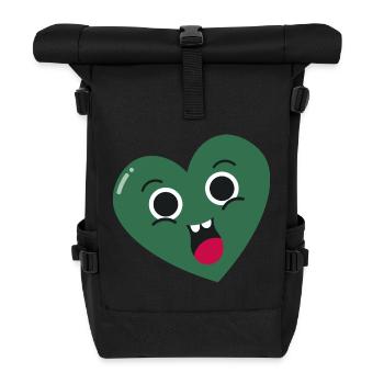 Smiling Green Heart - Roll Top Backpack - black - Front
