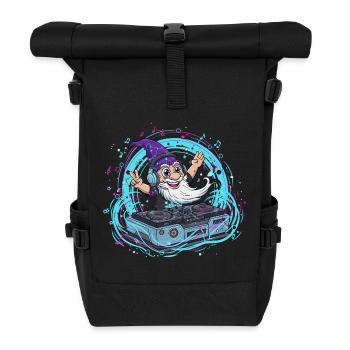 Gnom DJ im Neon-Takt - Rolltop Rucksack - Schwarz - Vorne