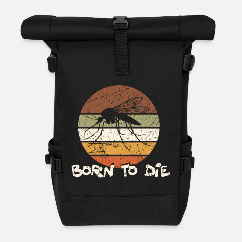 Born to Die – Vintage-Retro-Mücke - Rolltop Rucksack - Schwarz