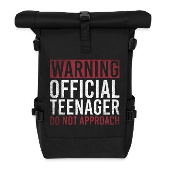 Warnung: Offizieller Teenager: Nicht nähern - Rolltop Rucksack - Schwarz - Vorne