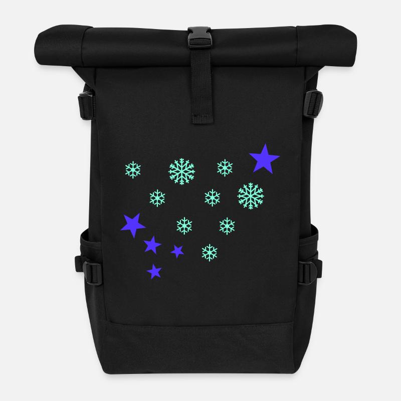 Schneeflocken - Rolltop Rucksack - Schwarz