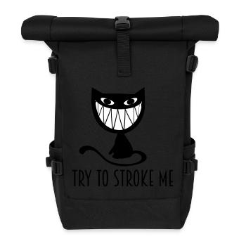 fiese grinsende Katze - Rolltop Rucksack - Schwarz - Vorne
