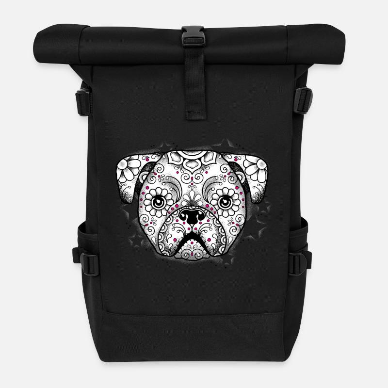 Welpe Sugar Skull - Rolltop Rucksack - Schwarz