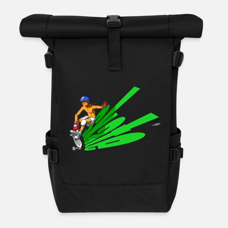 skate_green - Rolltop Rucksack - Schwarz