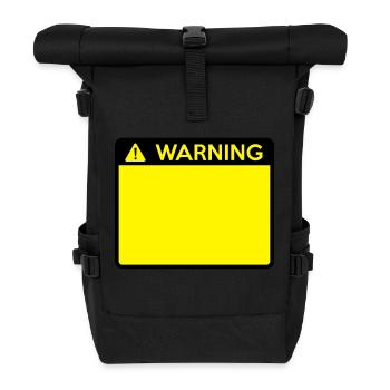 Warning Sign (2 colour) - Roll Top Backpack - black - Front