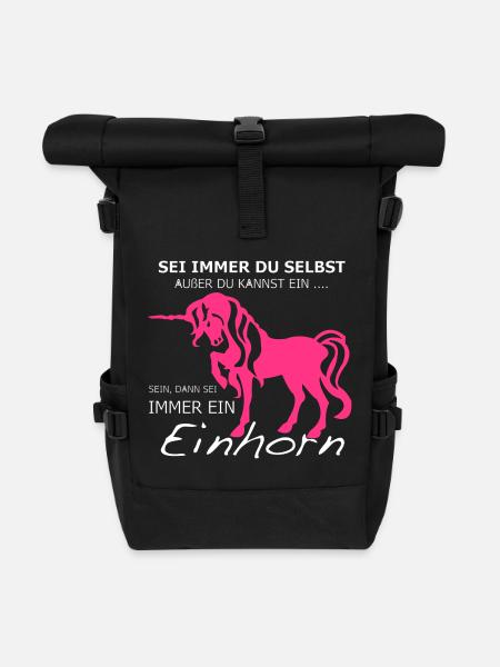Einhorn - Rolltop Rucksack - Schwarz