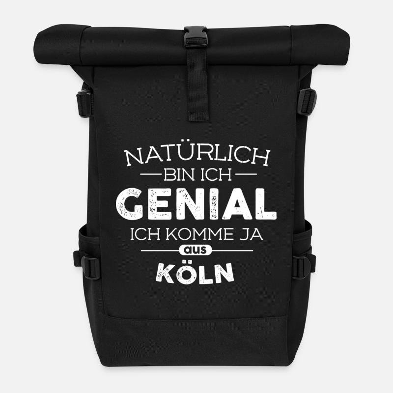 Städte Köln Genial - Rolltop Rucksack - Schwarz