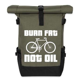 Burn Fat Not Oil - Rolltop Rucksack - Olive/Schwarz - Vorne