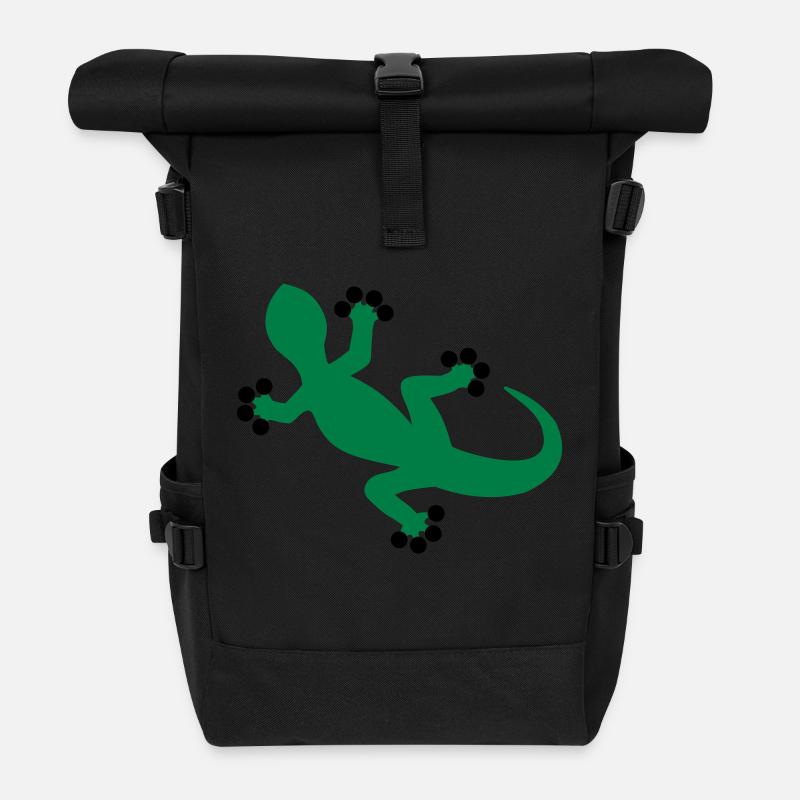 Gecko / Eidechse - Rolltop Rucksack - Schwarz