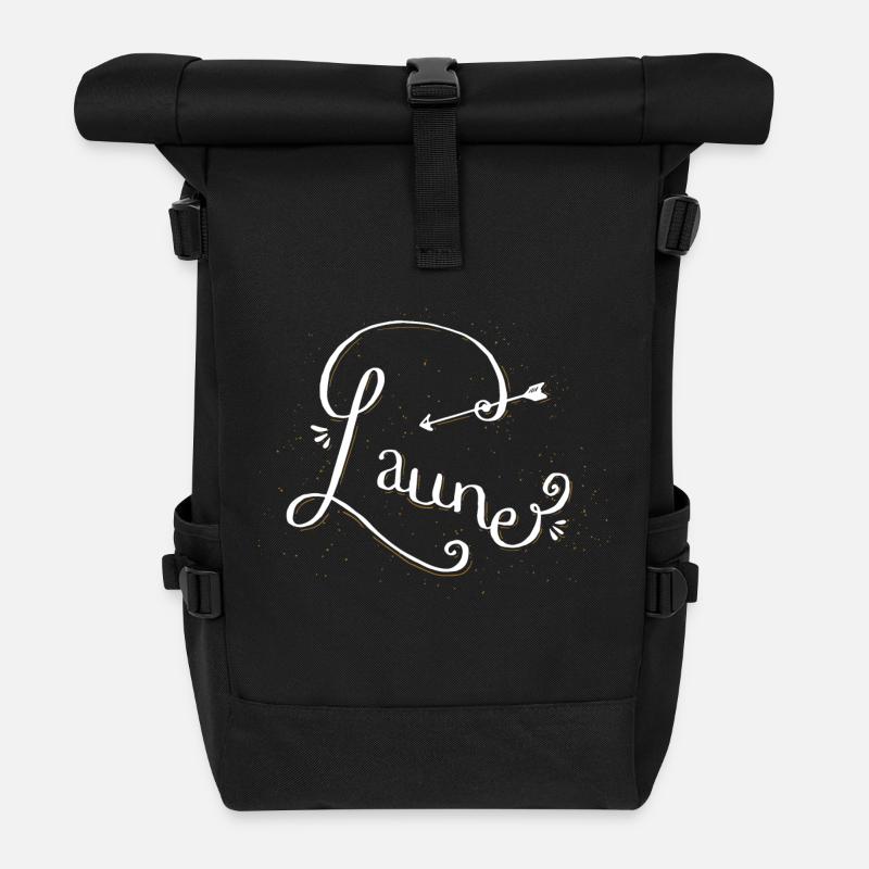 Laune | Lust & Laune weiss - Rolltop Rucksack - Schwarz