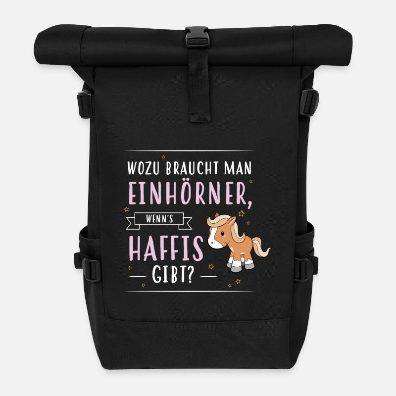 Wozu Einhörner Haflinger - Rolltop Rucksack - Schwarz