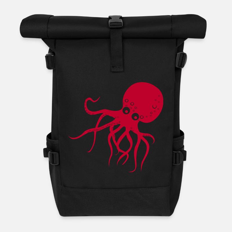 Octopus octopus octopus octopus - Roll Top Backpack - black