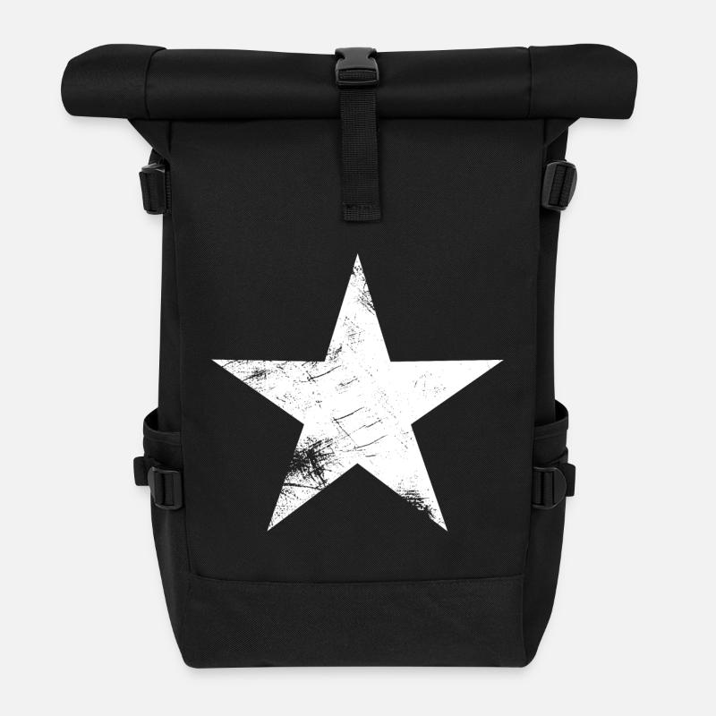 Vintage Stern - Rolltop Rucksack - Schwarz