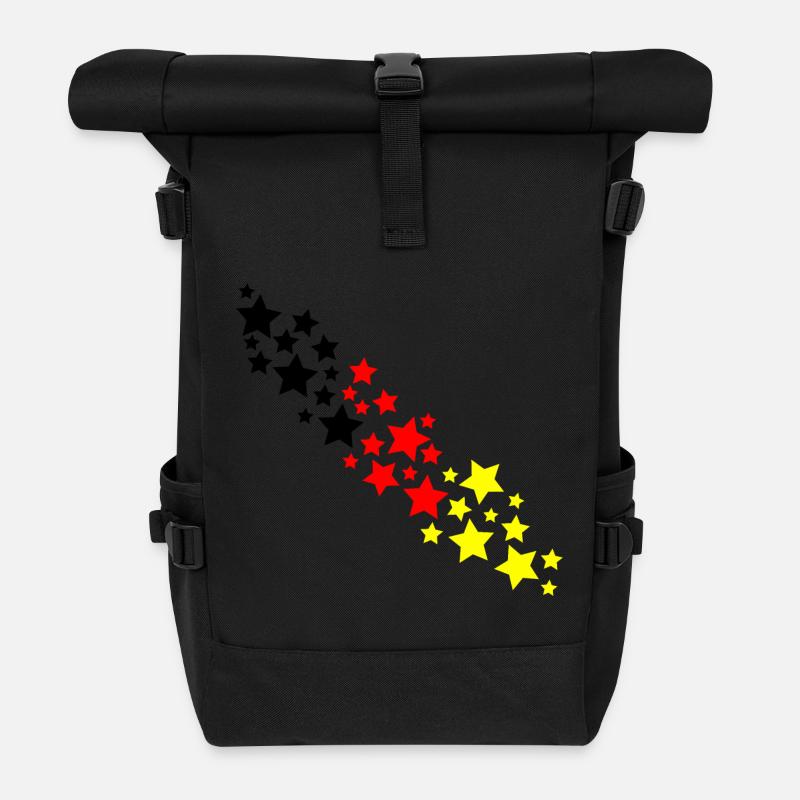 Deutschland Sterne - Rolltop Rucksack - Schwarz