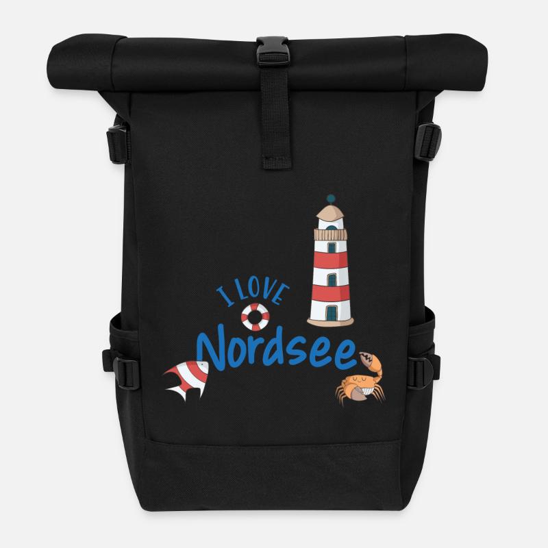 Nordsee - Rolltop Rucksack - Schwarz