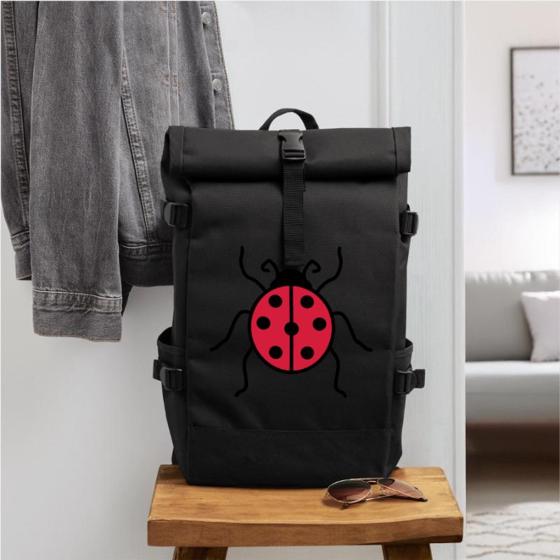 ladybug small cute cute beetle red dot Roll Top Backpack