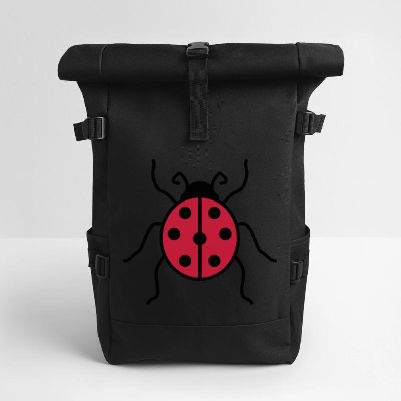 ladybug small cute cute beetle red dot Roll Top Backpack