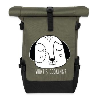 Visage de chien de dessin animé avec dire - Sac à dos roll top - olive/noir - Devant