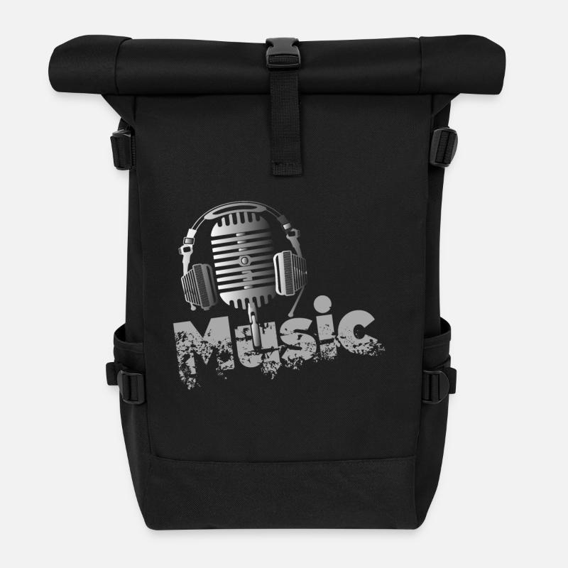 Music ... micro musicien - Sac à dos roll top - noir