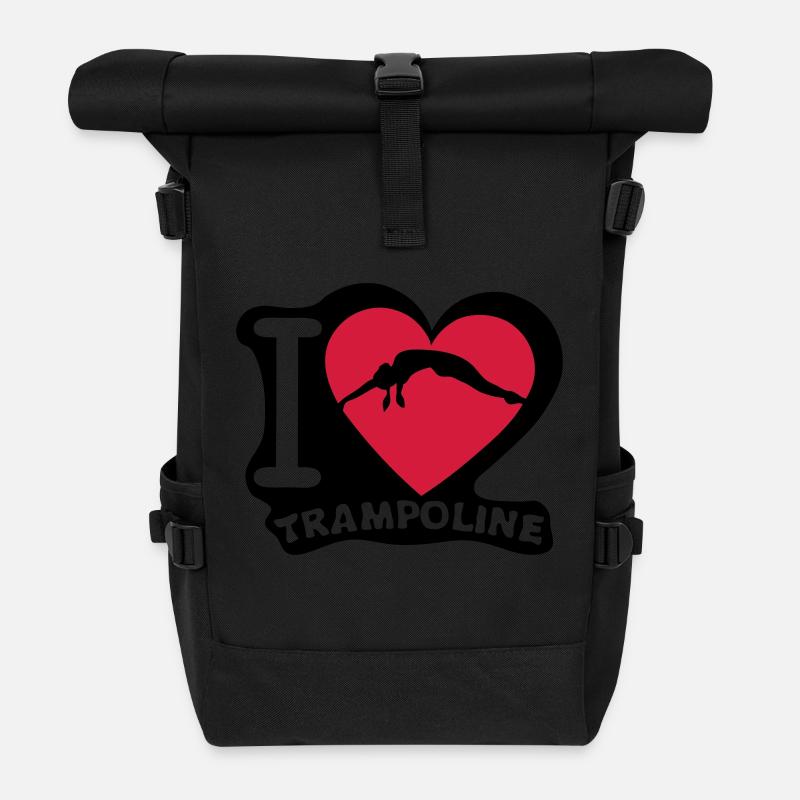 ich liebe Trampolin Herz Herz 1 - Rolltop Rucksack - Schwarz