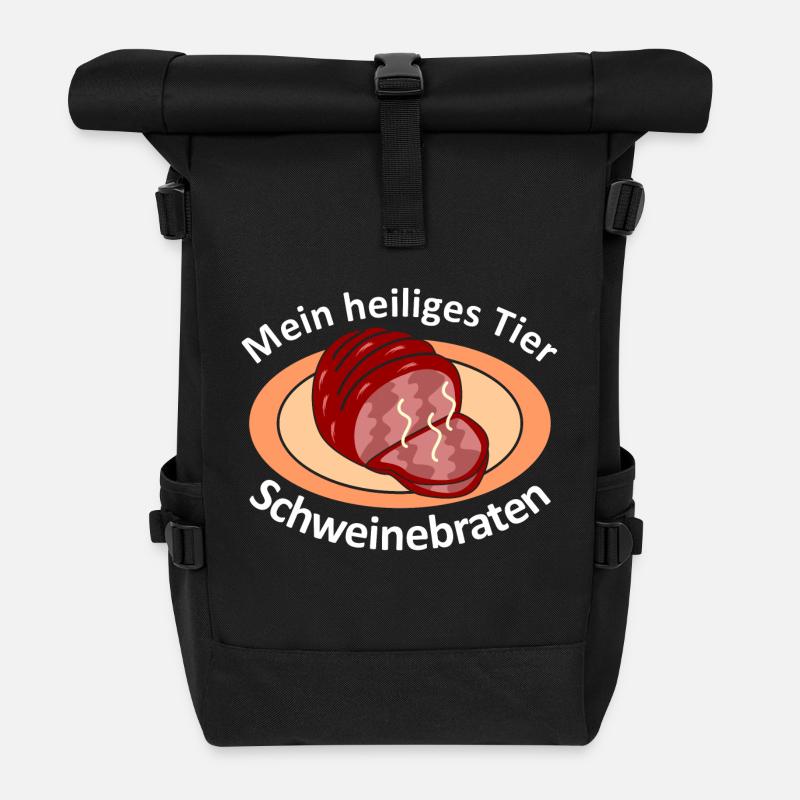 Schweinebraten - Rolltop Rucksack - Schwarz