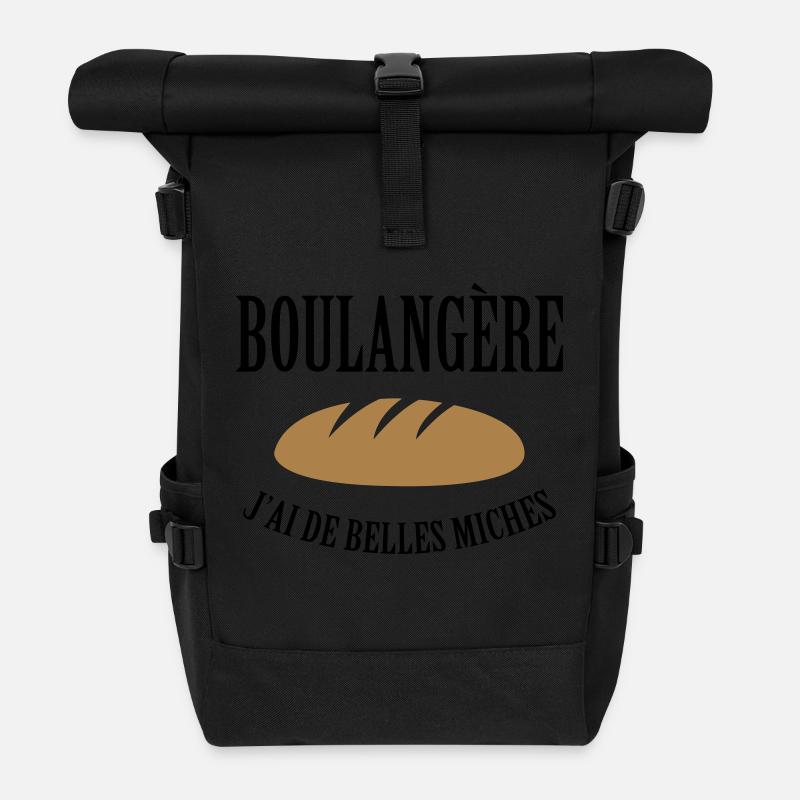 Boulangère : j'ai de belles miches ! - Sac à dos roll top - noir