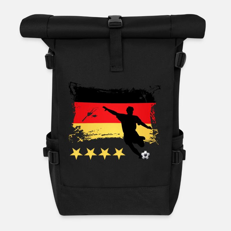 Football Germany - 4 stars - Roll Top Backpack - black