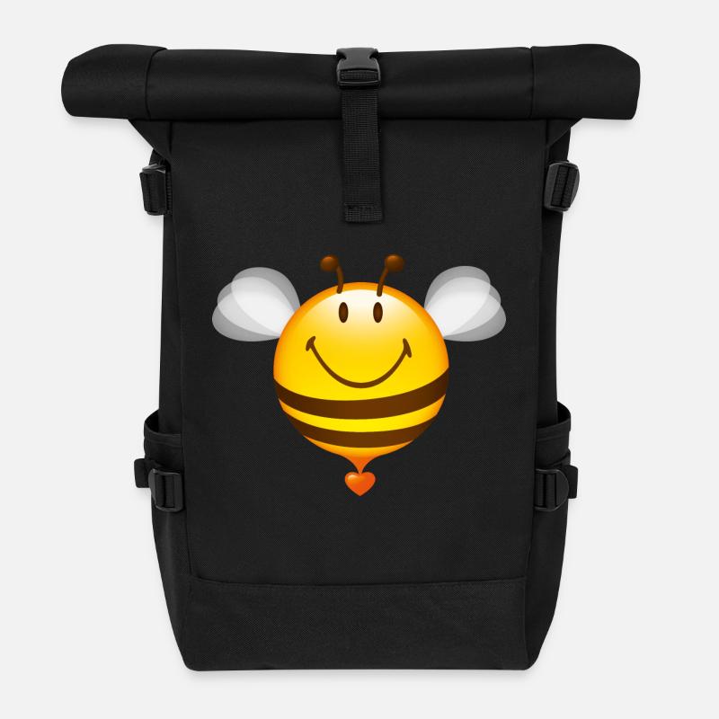 Smiley Bee - Rolltop-rygsæk - sort