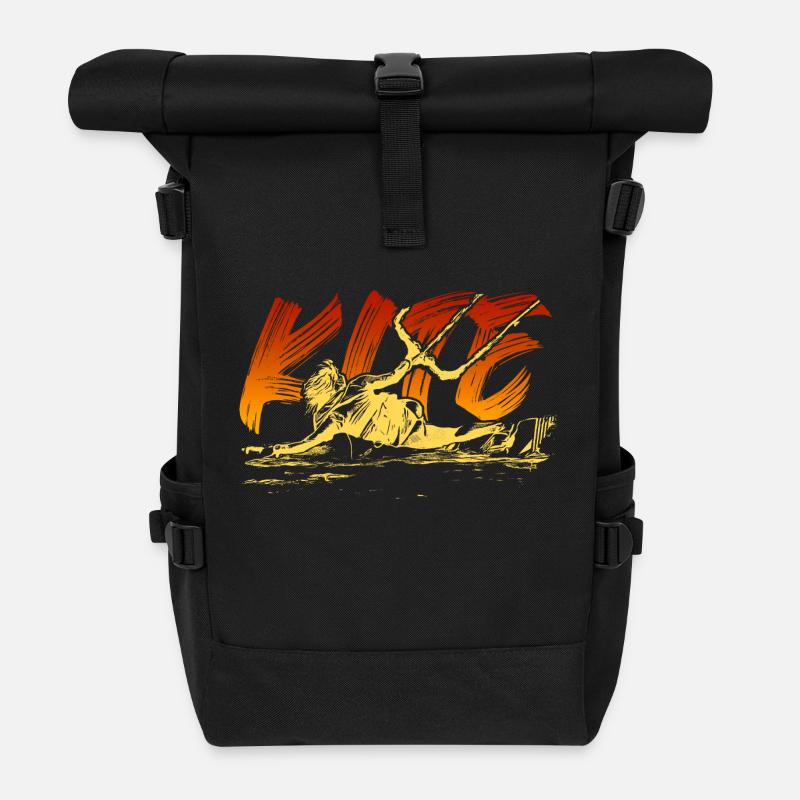 KITE Surfen Kitesurfen Kiten Kitesurfing - Rolltop Rucksack - Schwarz