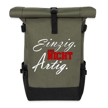 einzig aber nicht artig - Rolltop Rucksack - Olive/Schwarz - Vorne