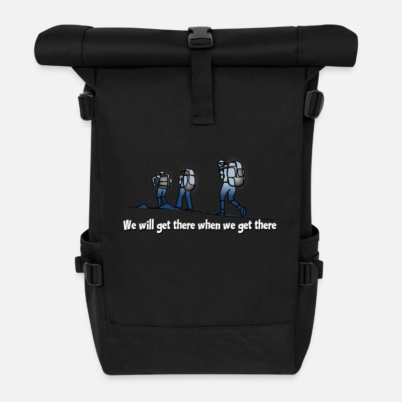 Wanderer, Wandern Hiker, Hiking - Rolltop Rucksack - Schwarz