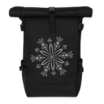 Fleur de cristal de neige en filigrane en hiver - Sac à dos roll top - noir - Devant
