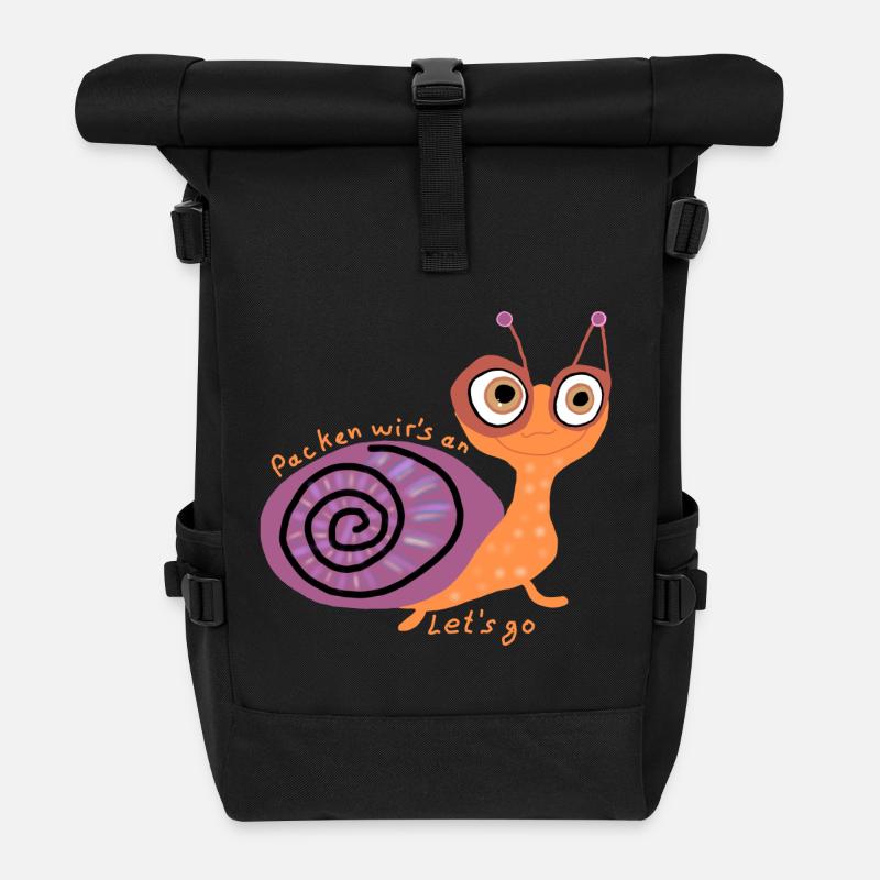 Schnecke mit Spruch - Rolltop Rucksack - Schwarz