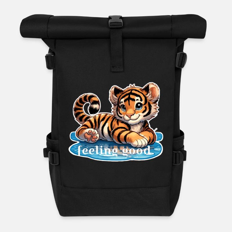 Tigerbaby der sich gut fühlt - Rolltop Rucksack - Schwarz