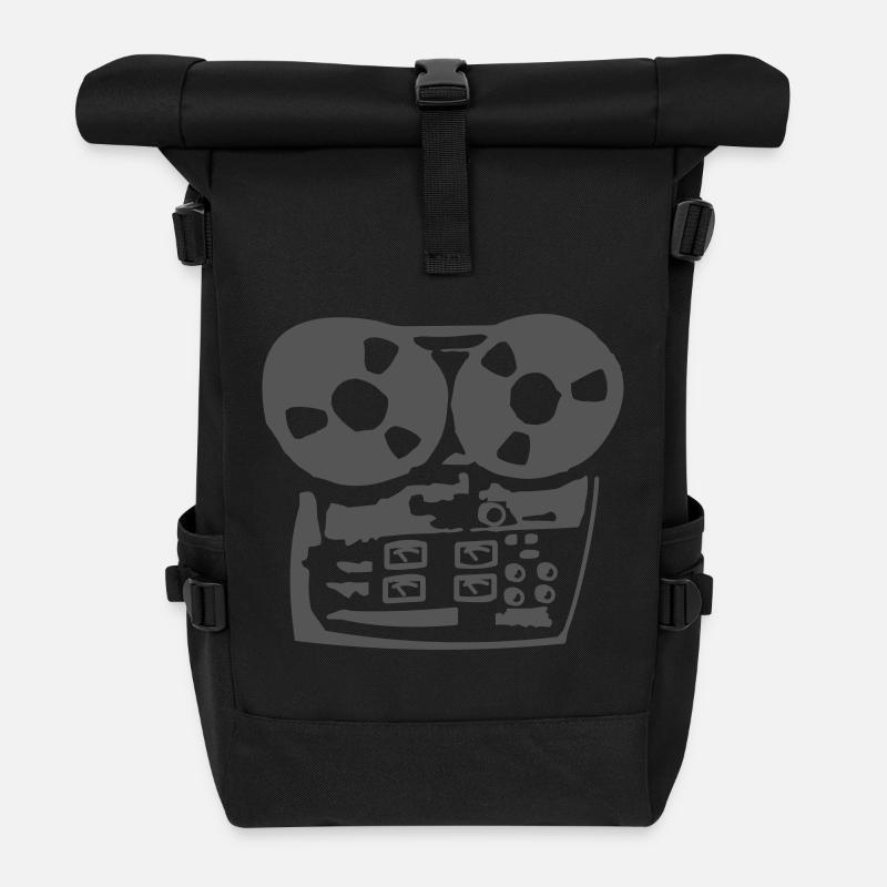 reel to reel - Roll Top Backpack - black