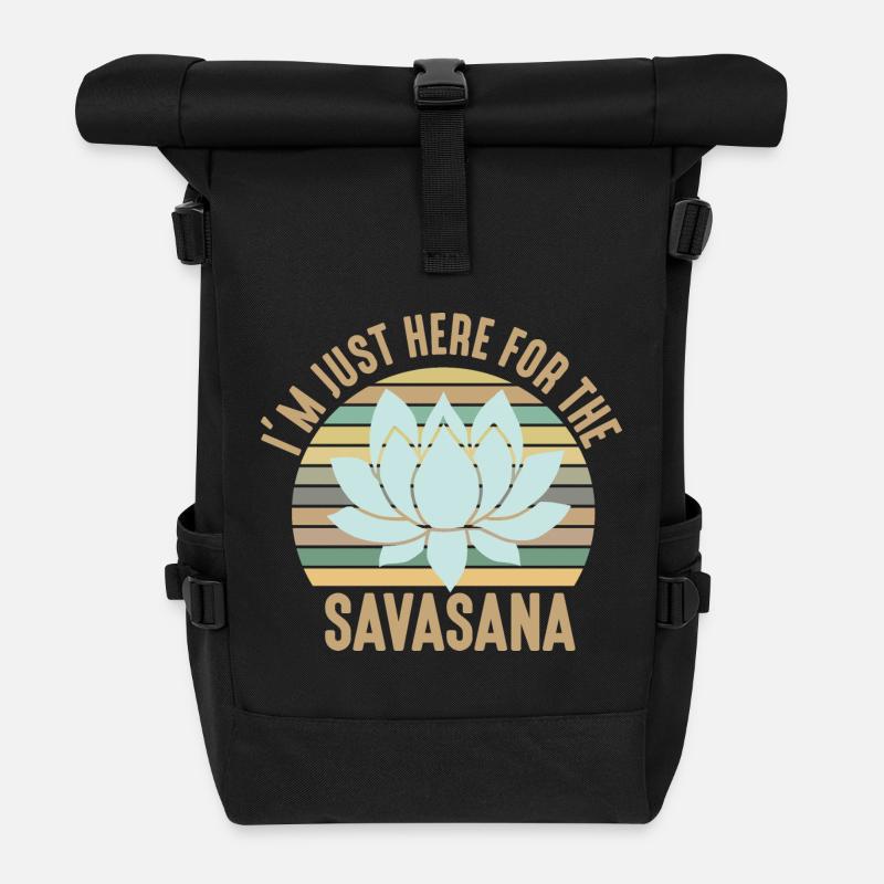 I'm Just Here For The Savasana Cool Yoga Retro - Rolltop Rucksack - Schwarz