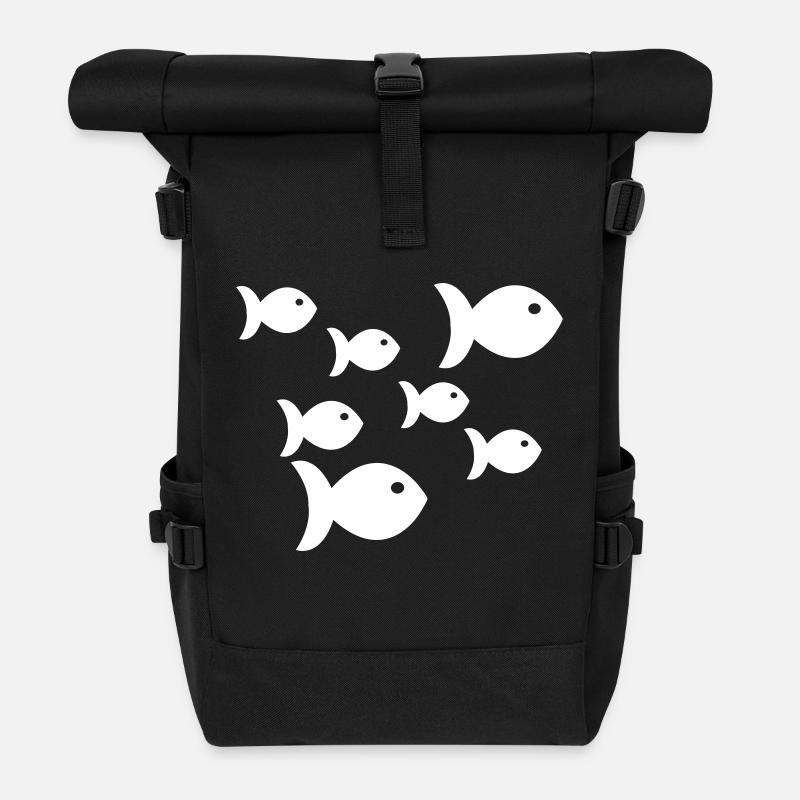 fische - Rolltop Rucksack - Schwarz