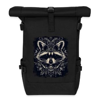 Raccoon Art - Roll Top Backpack - black - Front