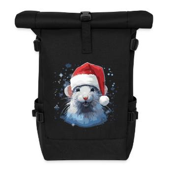 Coole Weihnachtsratte - Rolltop Rucksack - Schwarz - Vorne