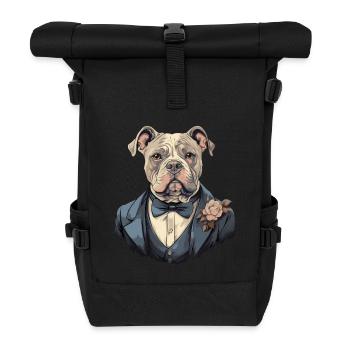 American Bull Terrier in Suit - Roll Top Backpack - black - Front