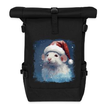 Coole Weihnachtsratte - Rolltop Rucksack - Schwarz - Vorne