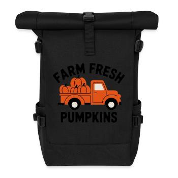 Farm Fresh Pumpkins - Kürbis Herbst Auto Vintage - Rolltop Rucksack - Schwarz - Vorne