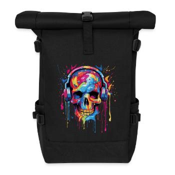 Zombie skull loves music - Roll Top Backpack - black - Front