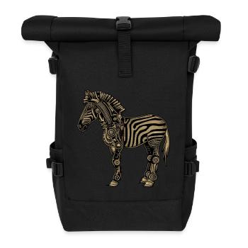 Zebra Steampunk - Rolltop Rucksack - Schwarz - Vorne
