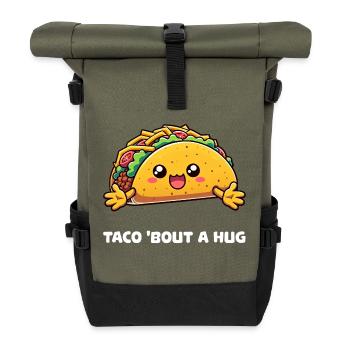 Taco 'Bout a Hug Entzückender Taco - Rolltop Rucksack - Olive/Schwarz - Vorne