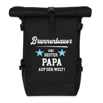 Brunnenbauer Bester Papa Vatertag Geburtstag - Rolltop Rucksack - Schwarz - Vorne