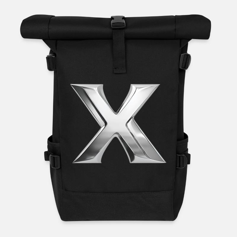 Chrome ,, X " Metallic - Roll Top Backpack - black